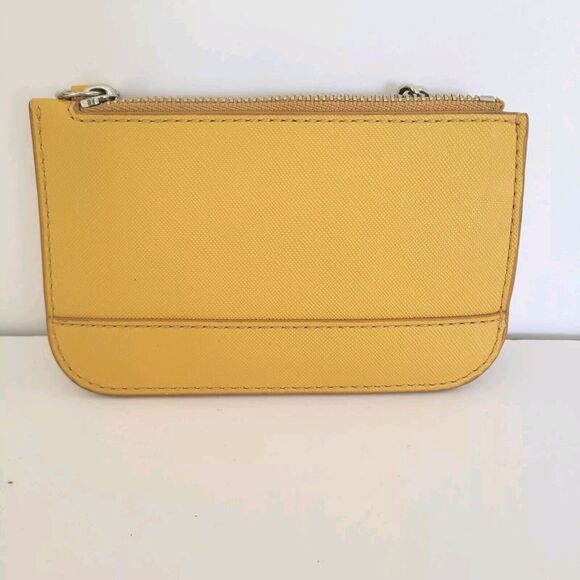 Marc Jacobs Card Key Coin Purse Small Wallet Mustard Yellow Vegan Zip Around - Picture 2 of 9